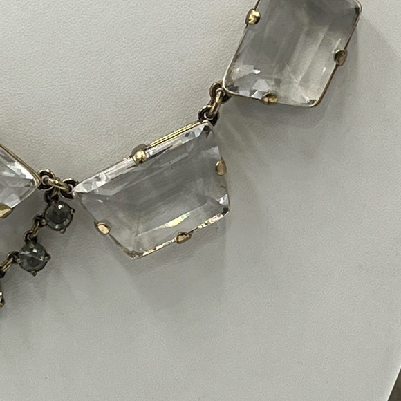 J. Crew Vintage Chunky Asymmetric Clear Gray Glass Rhinestone Drape Necklace - Picture 15 of 16